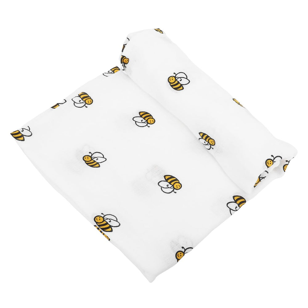 Toddmomy cotton muslin swaddle with bee pattern keeps baby cozy and secure.