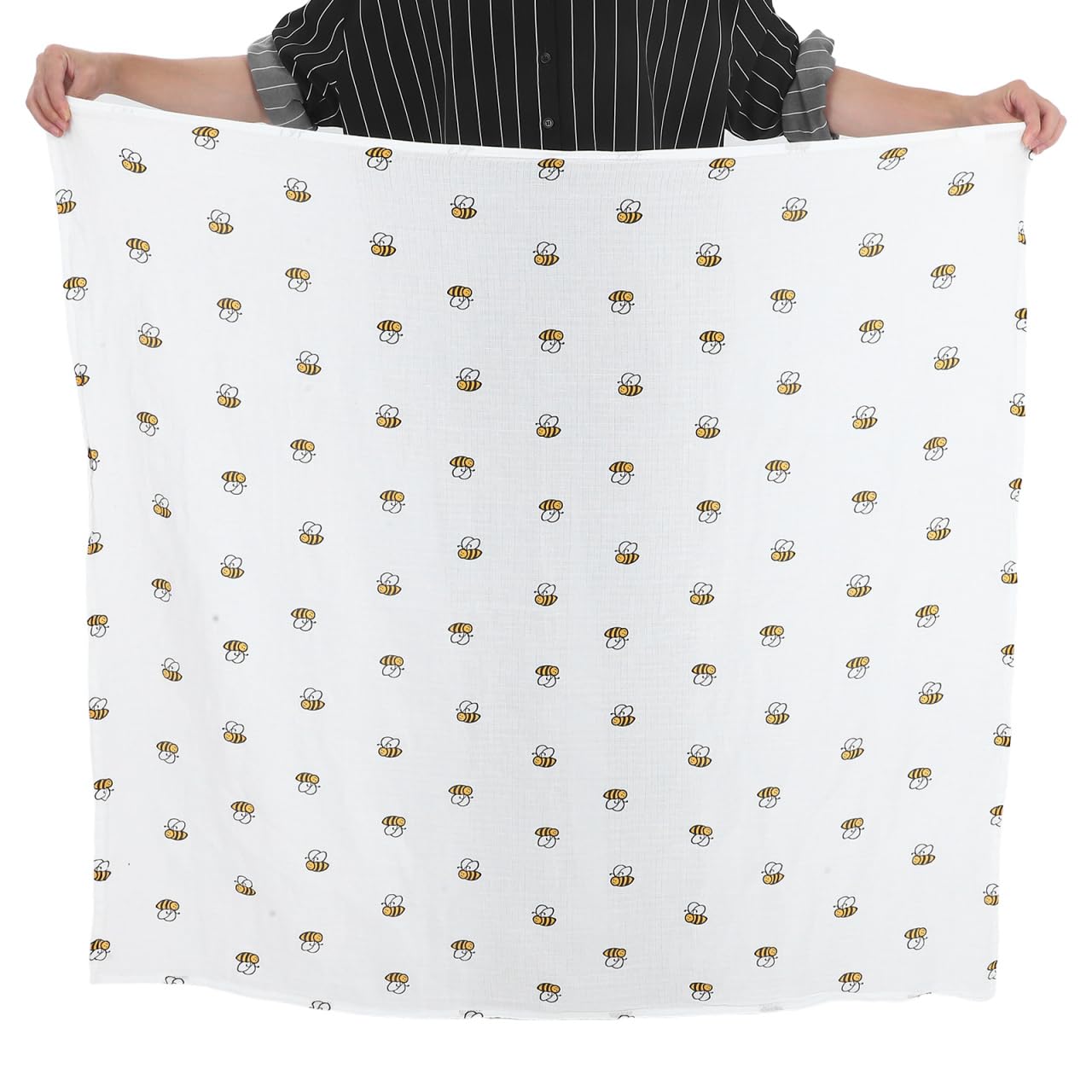 Toddmomy bee-pattern swaddle doubles as nursery decor and cozy wrap.