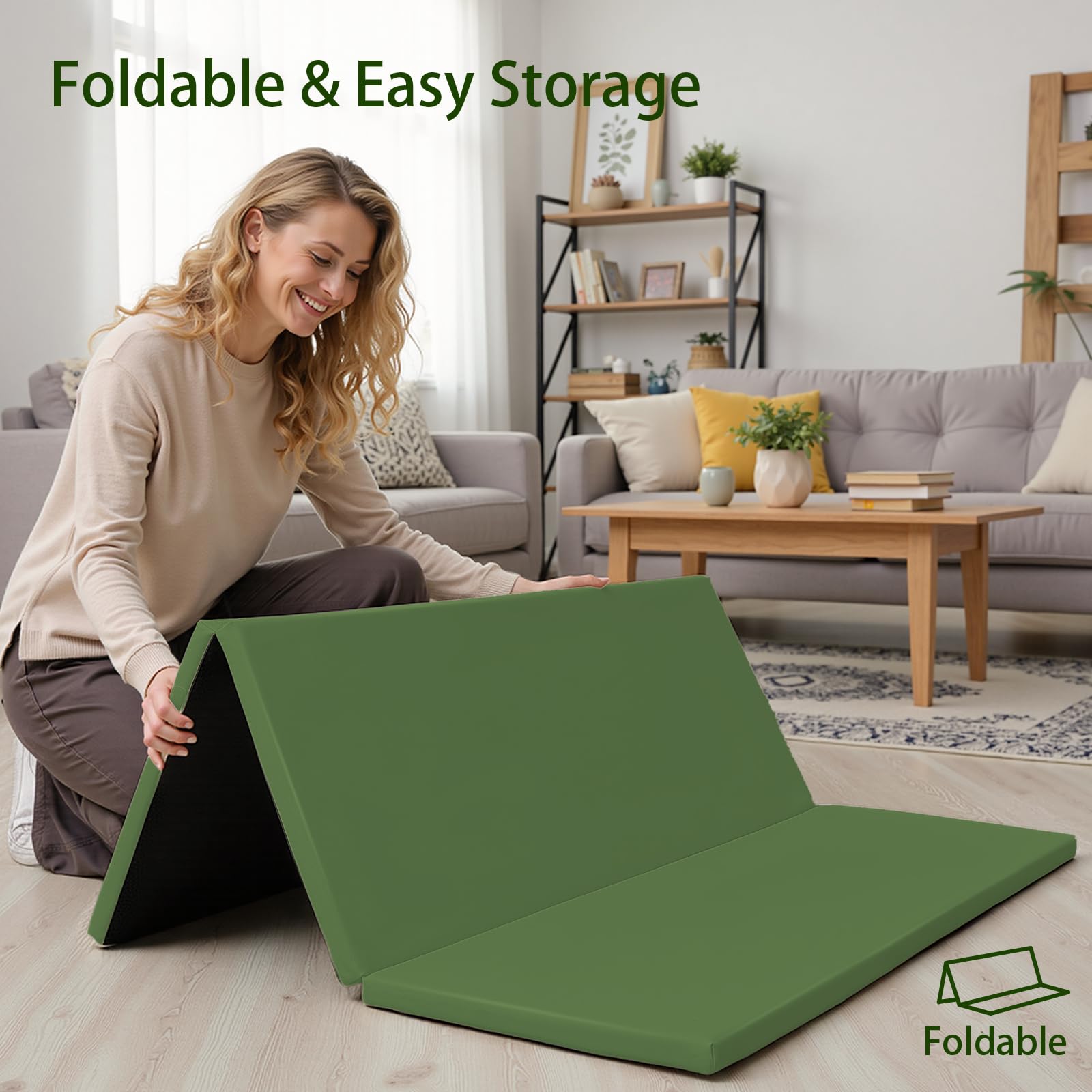 TODIBY play mat green folded design, ideal for compact storage and travel