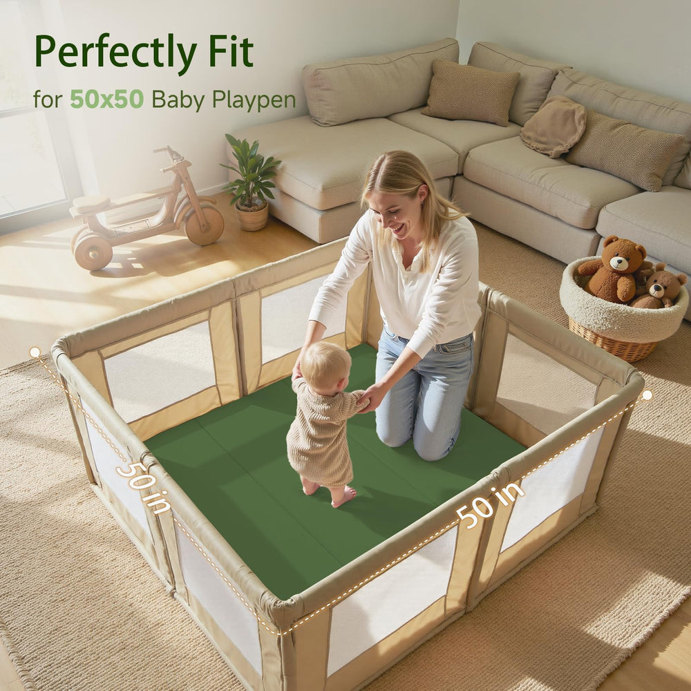 TODIBY PU leather play mat, non-toxic surface keeps spills easy to wipe