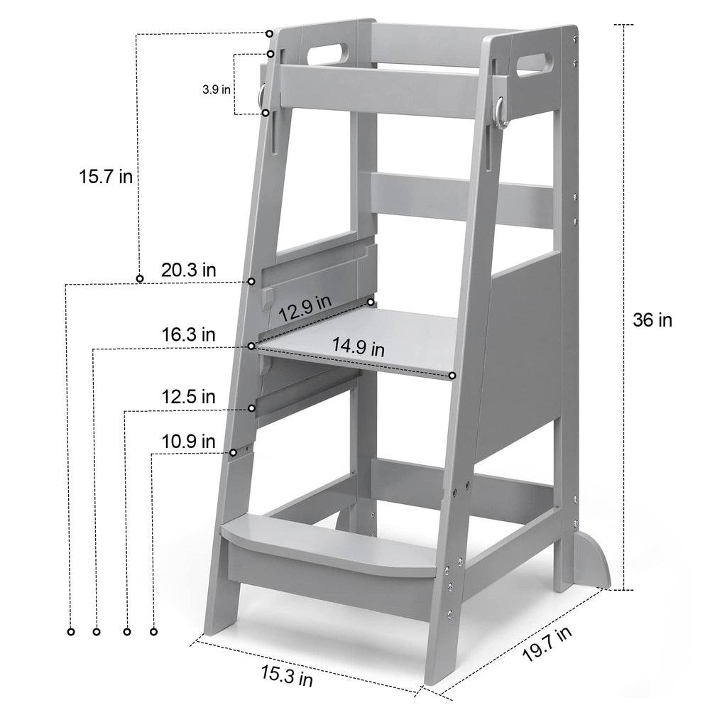 TOETOL Bamboo Toddler Step Stool non-slip mat protects feet and prevents slips