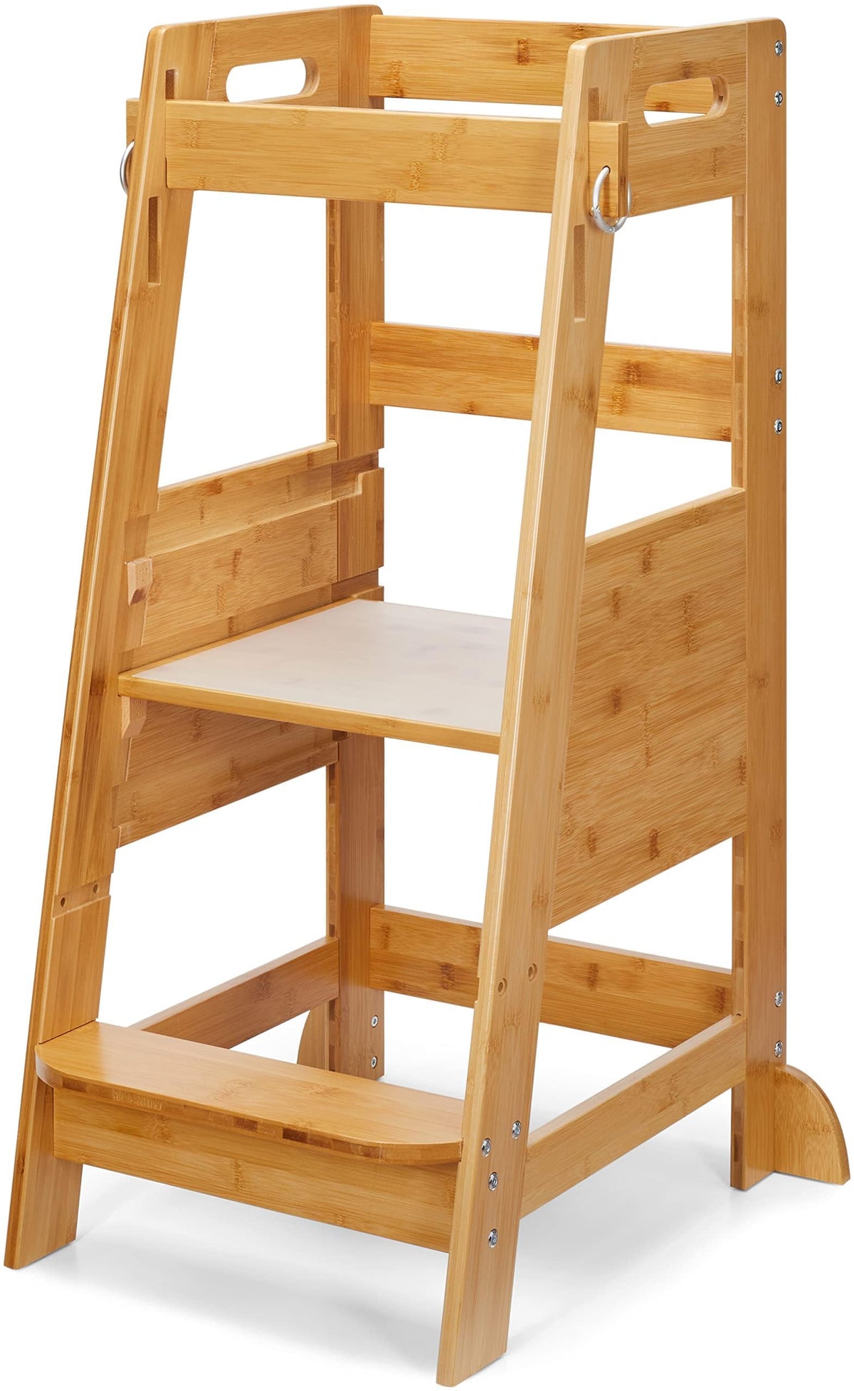 TOETOL bamboo toddler step stool with sturdy-bamboo-construction for stability