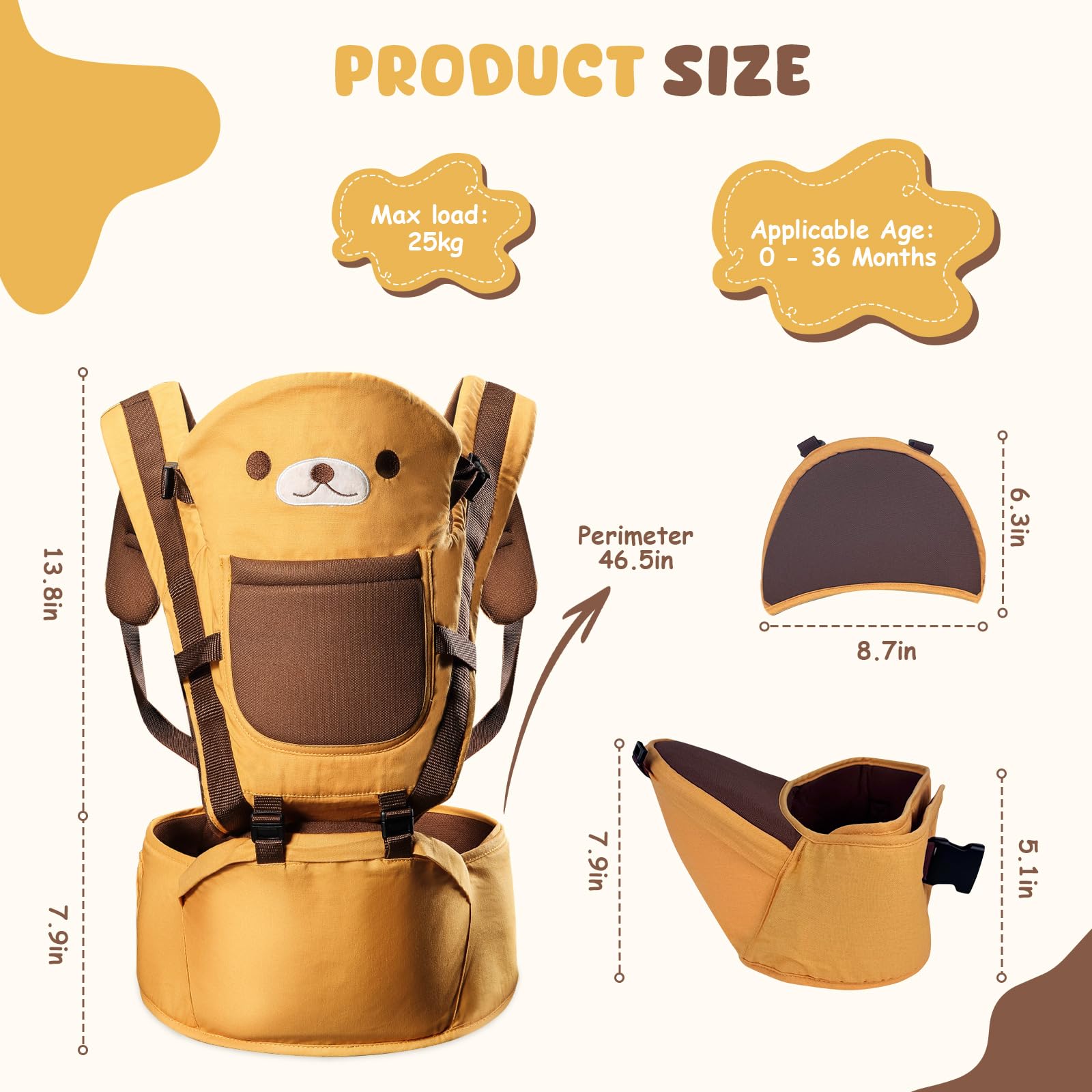TOFFCAEA 6-in-1 hip-seat back carry for convenient parenting on the go