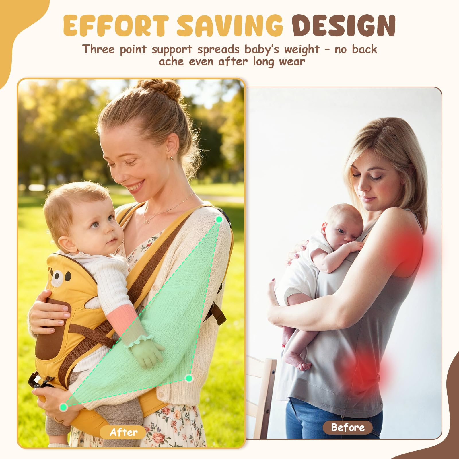 TOFFCAEA detachable back panel mesh for ventilation on warm days