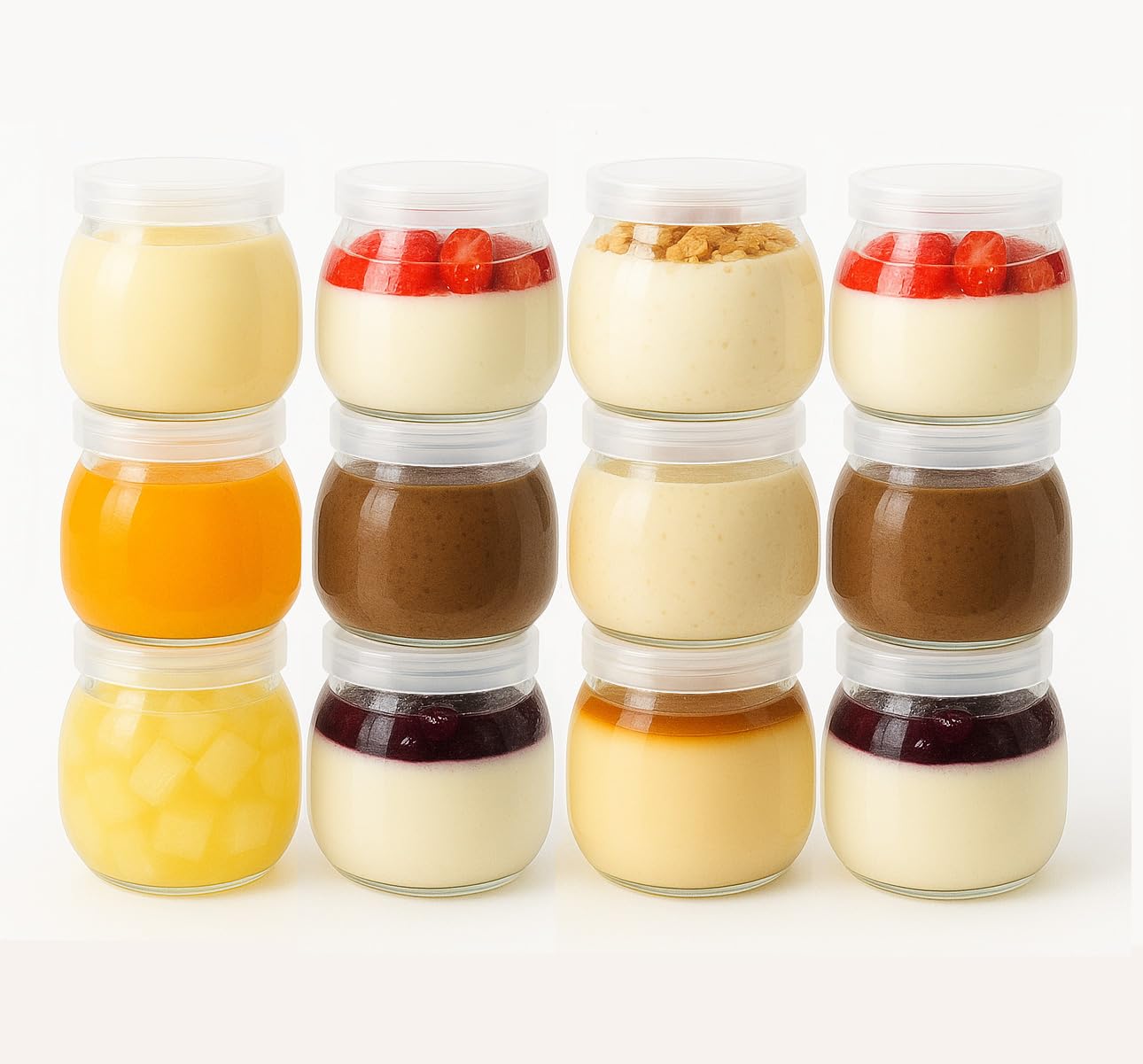 TOFOAN glass baby food jar front view for durable storage.