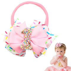 Tofwaol first birthday bow pink headband adds cute, holiday-ready style.