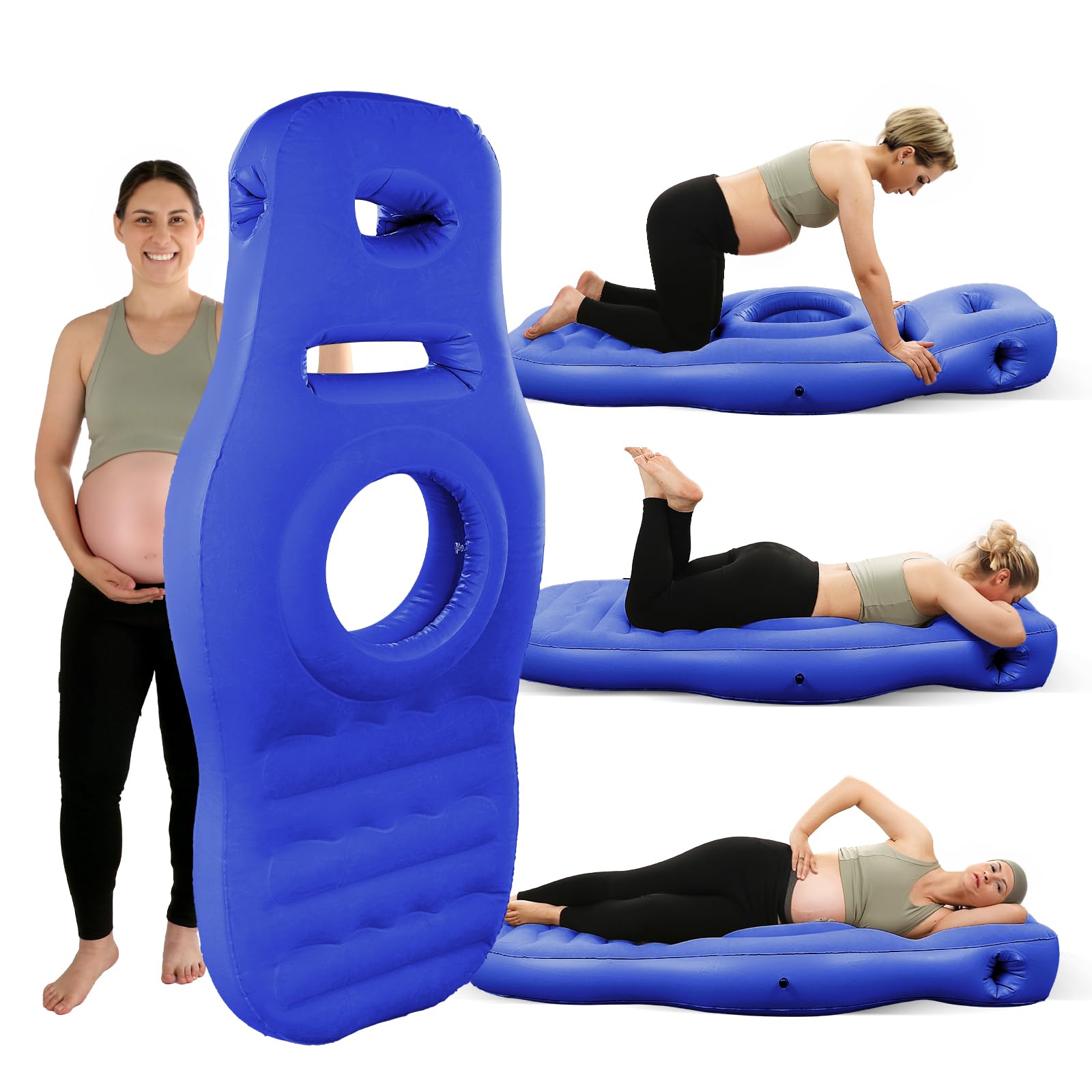 Toggloo inflatable full-body pregnancy pillow blue for supported sleep.