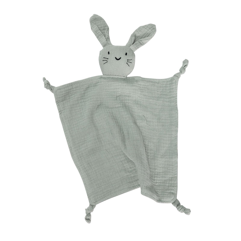 TOHARA bunny lovey organic cotton muslin for gentle, breathable baby comfort.