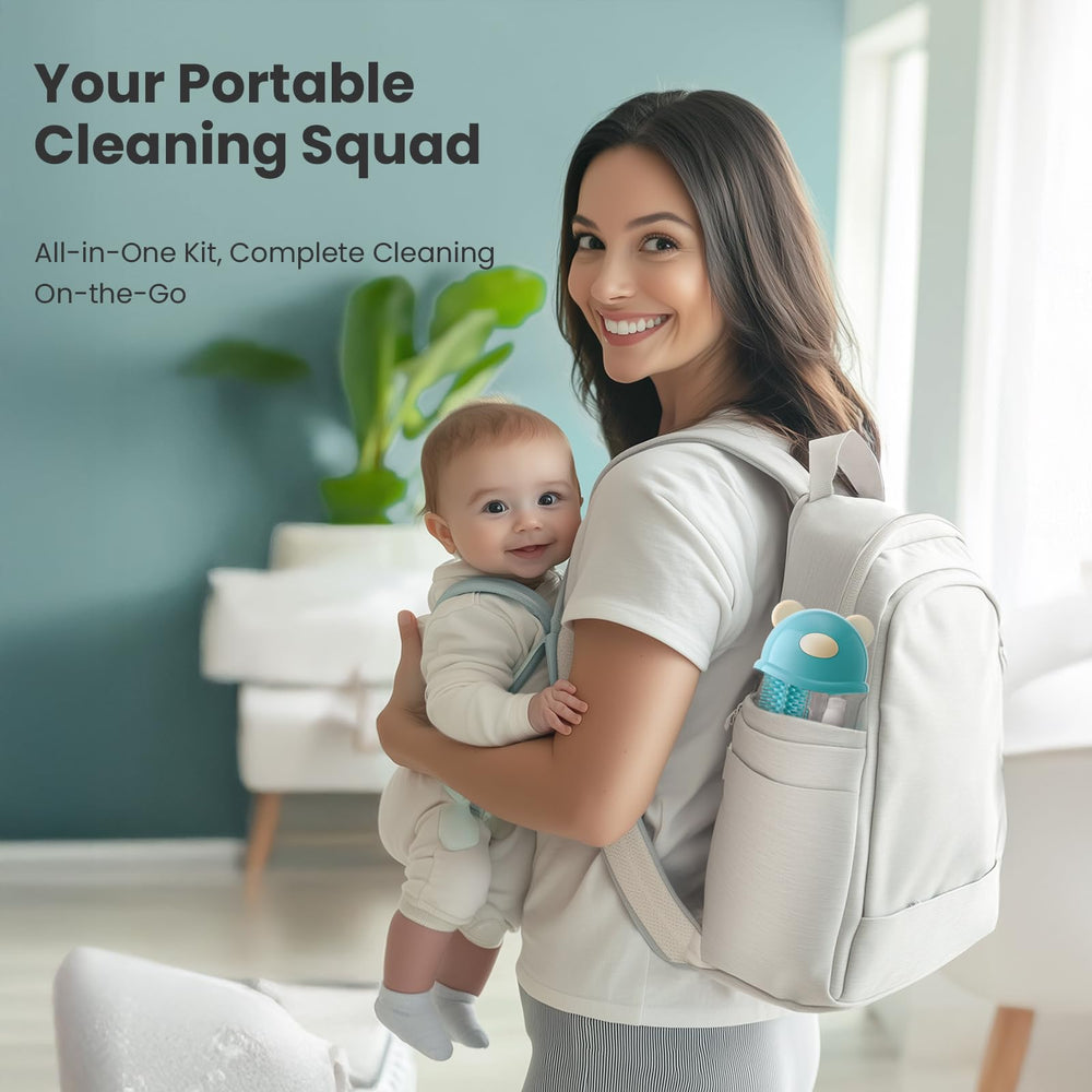 Tohecu all-in-one blue cleaning set offers versatile bottle care on the go.