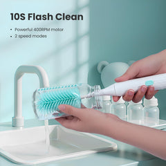 Tohecu 7-inch extended brush head reaches narrow necks easily.