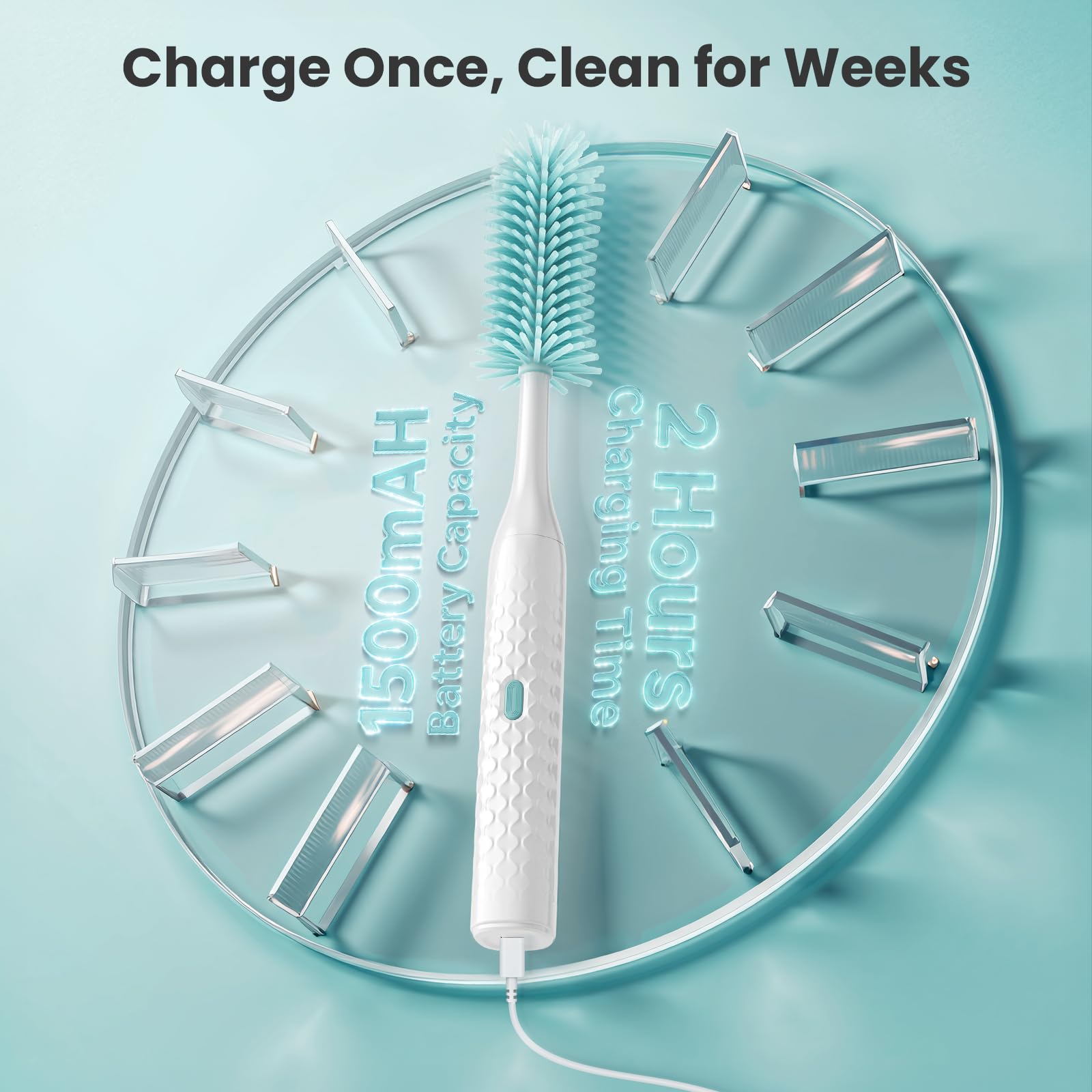 Tohecu ultra-fine straw brush reaches internal straws for thorough cleaning.