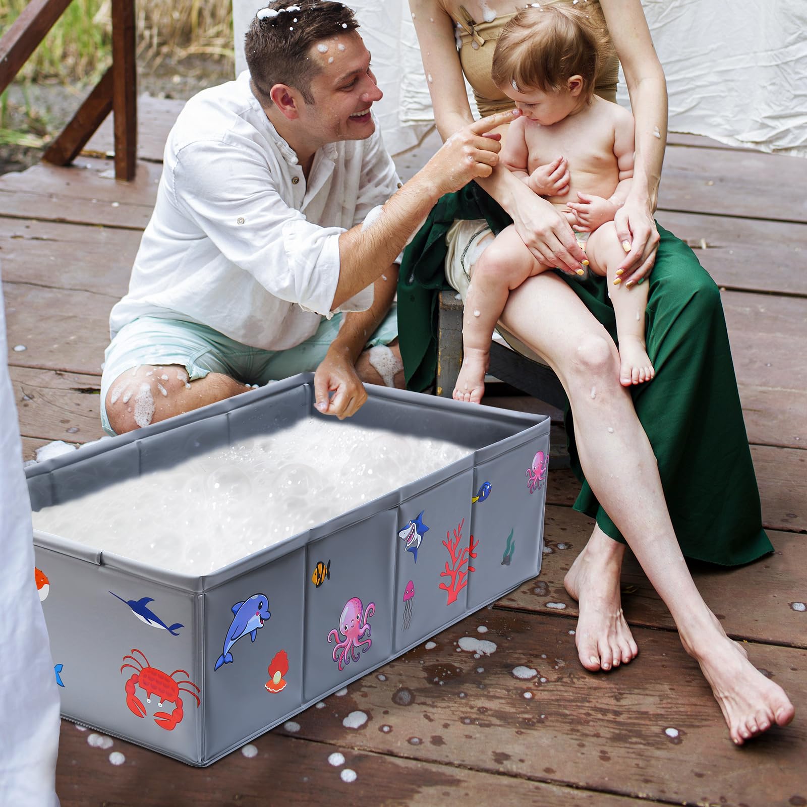 Tohetsuzp baby bathtub water level indicator helps safe filling.