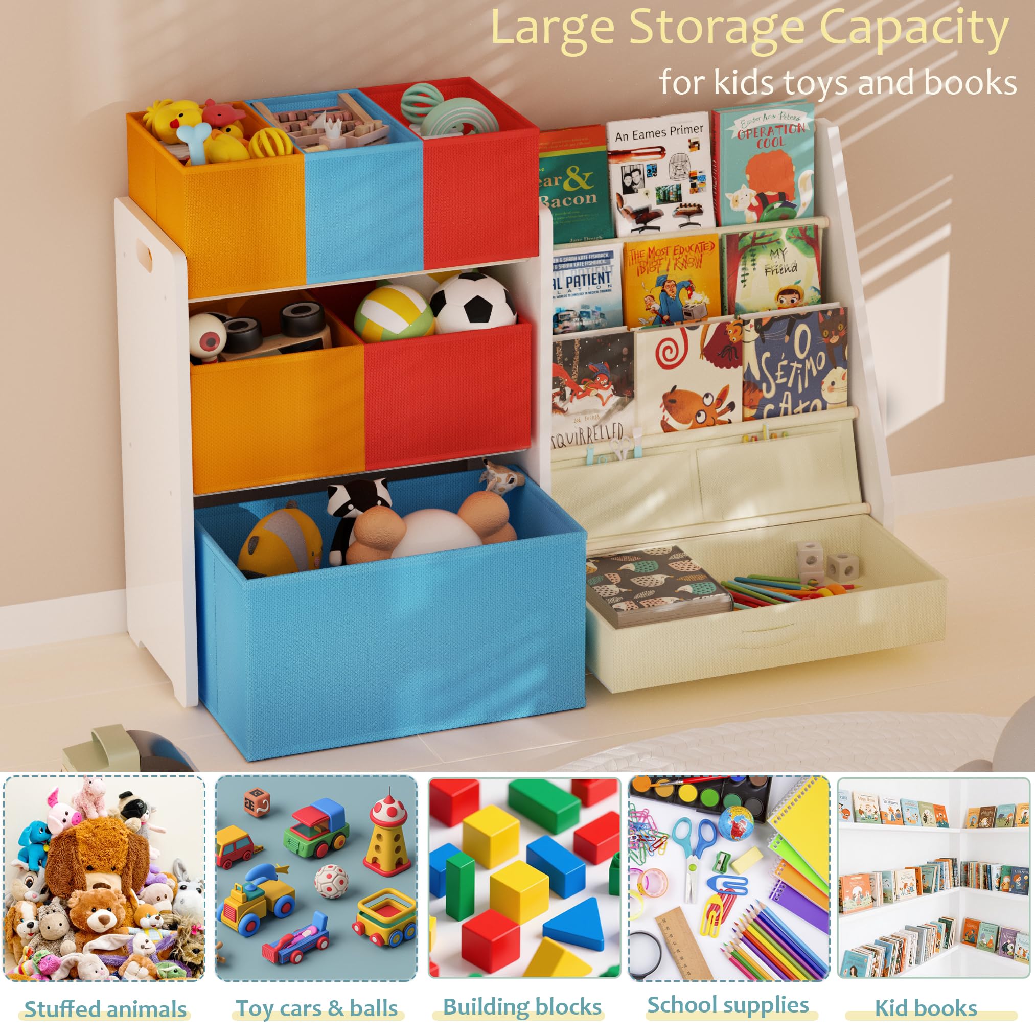 Tohiasen 3-tier bookshelf keeps books sorted for quick page turns.