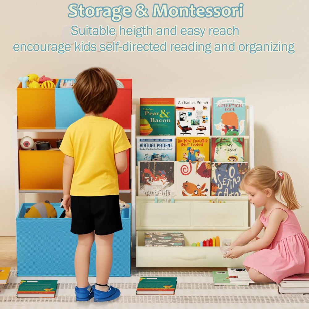Tohiasen toy storage setup in a playroom showcases versatile organization.