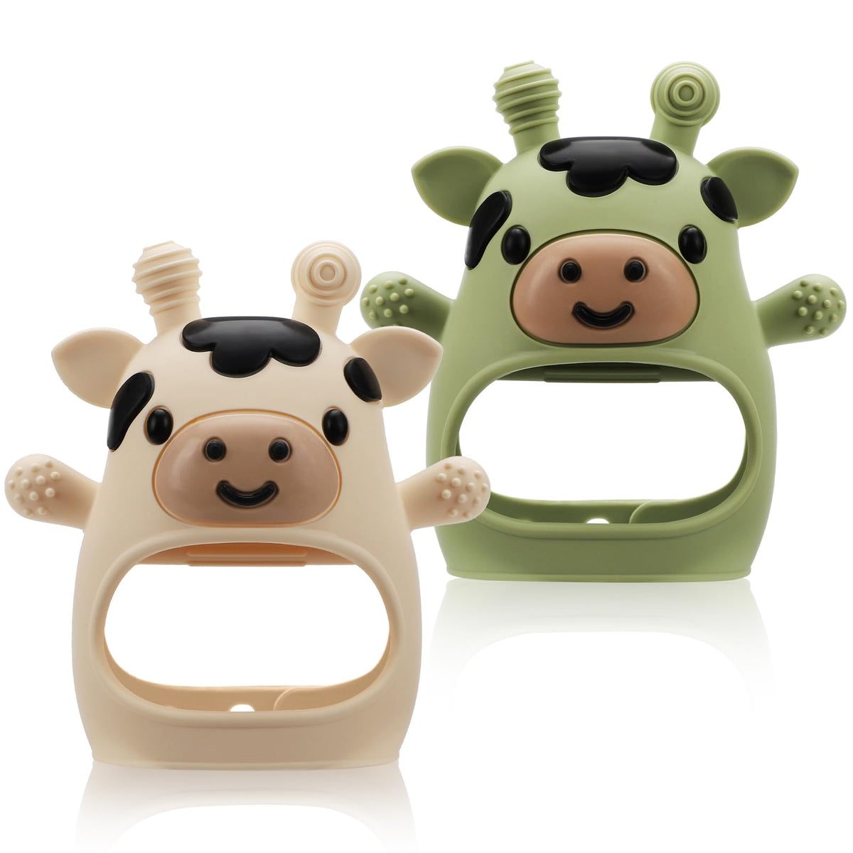 TOHIBEE baby teething mitten with colorful textures to soothe gums.
