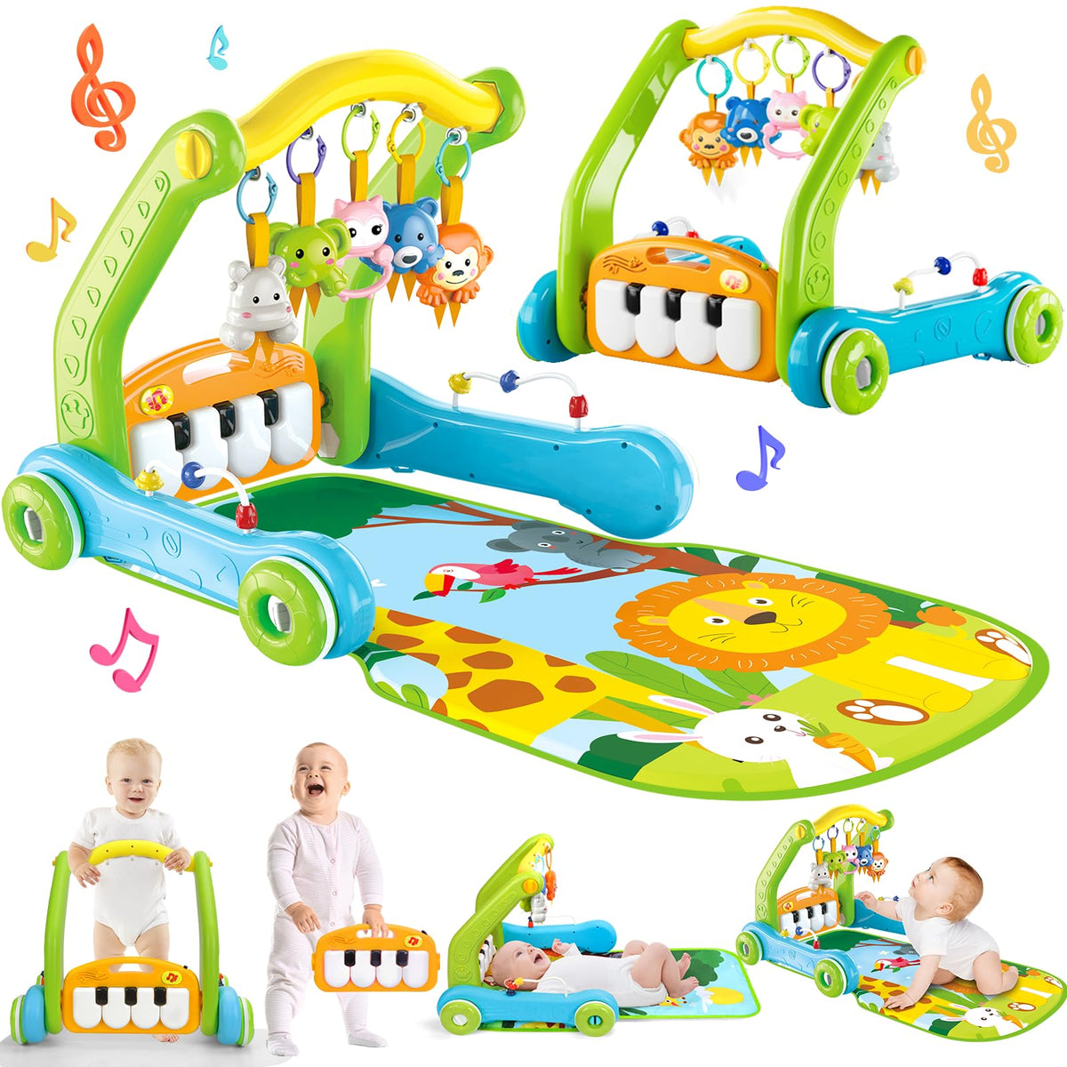 Toidgy 4-in-1 baby gym mat promotes tummy time and crawling with adjustable height.