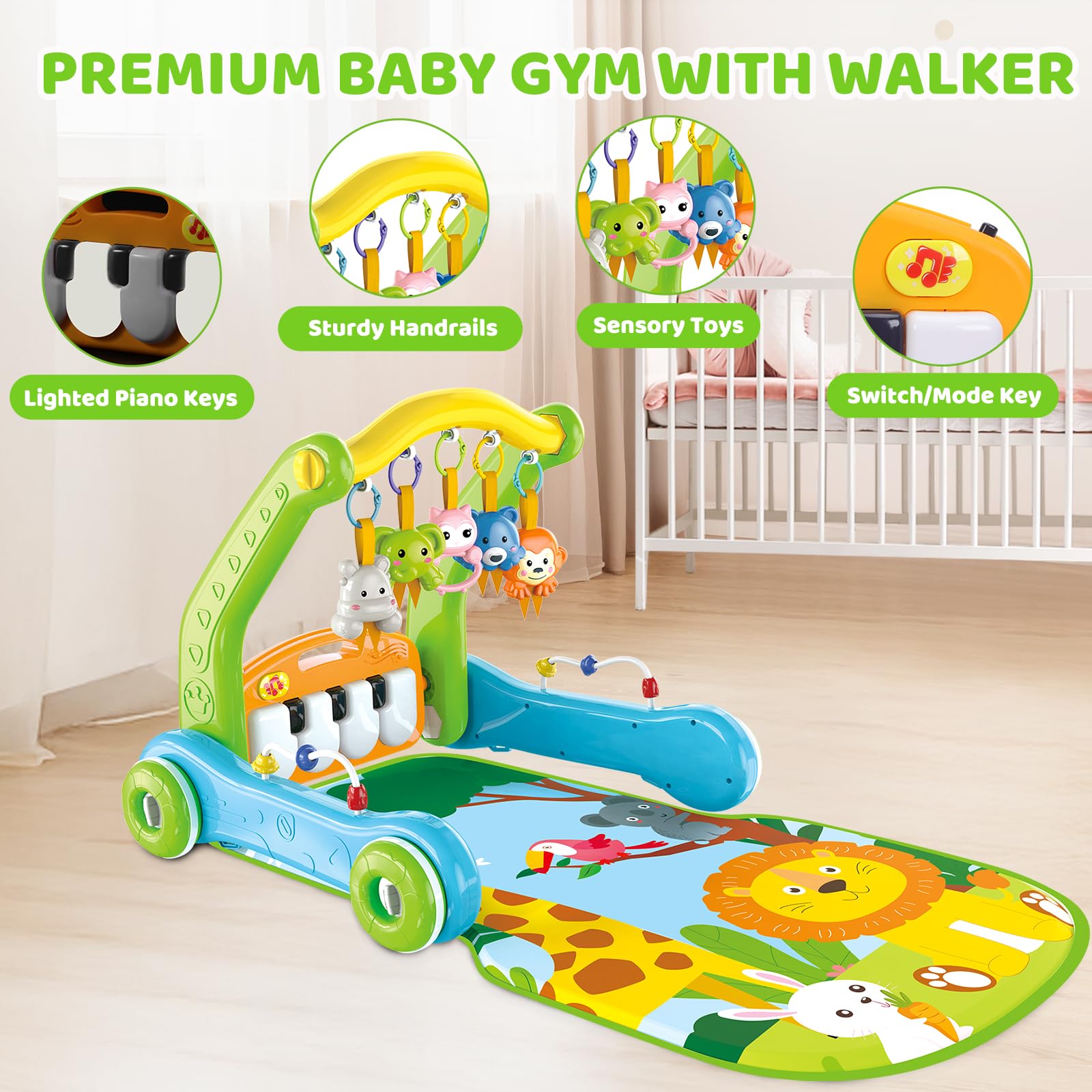Toidgy learning walker with wheels supports early walking on safe surfaces.