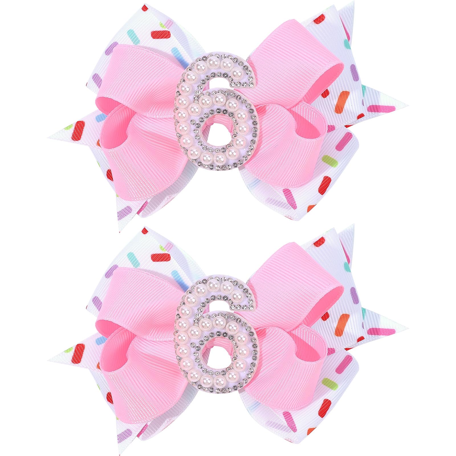 TOKUFAGU pink ice-cream birthday bow with clip for secure wear.