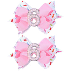 TOKUFAGU pink ice-cream birthday bow with clip for secure wear.