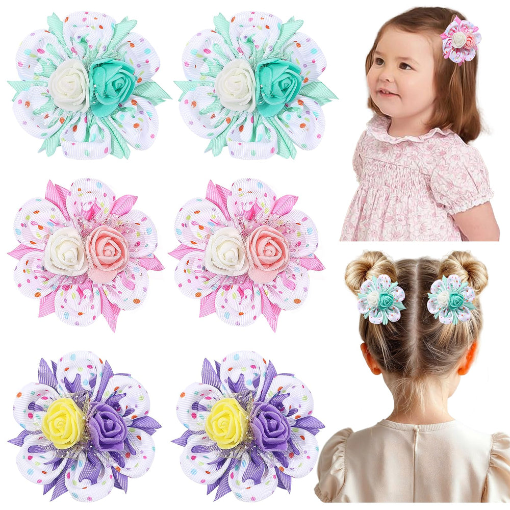 TOKUFAGU rainbow flower bow in ice cream color adds playful charm to girls' hair