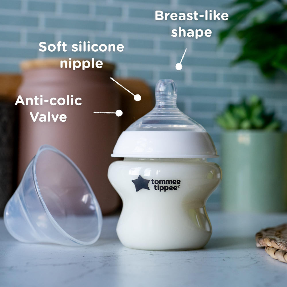 Tommee Tippee Closer to Nature 9oz bottle with slow flow nipple supports steady daytime feeding.