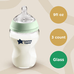 Tommee Tippee Closer to Nature glass bottle showing pure borosilicate construction