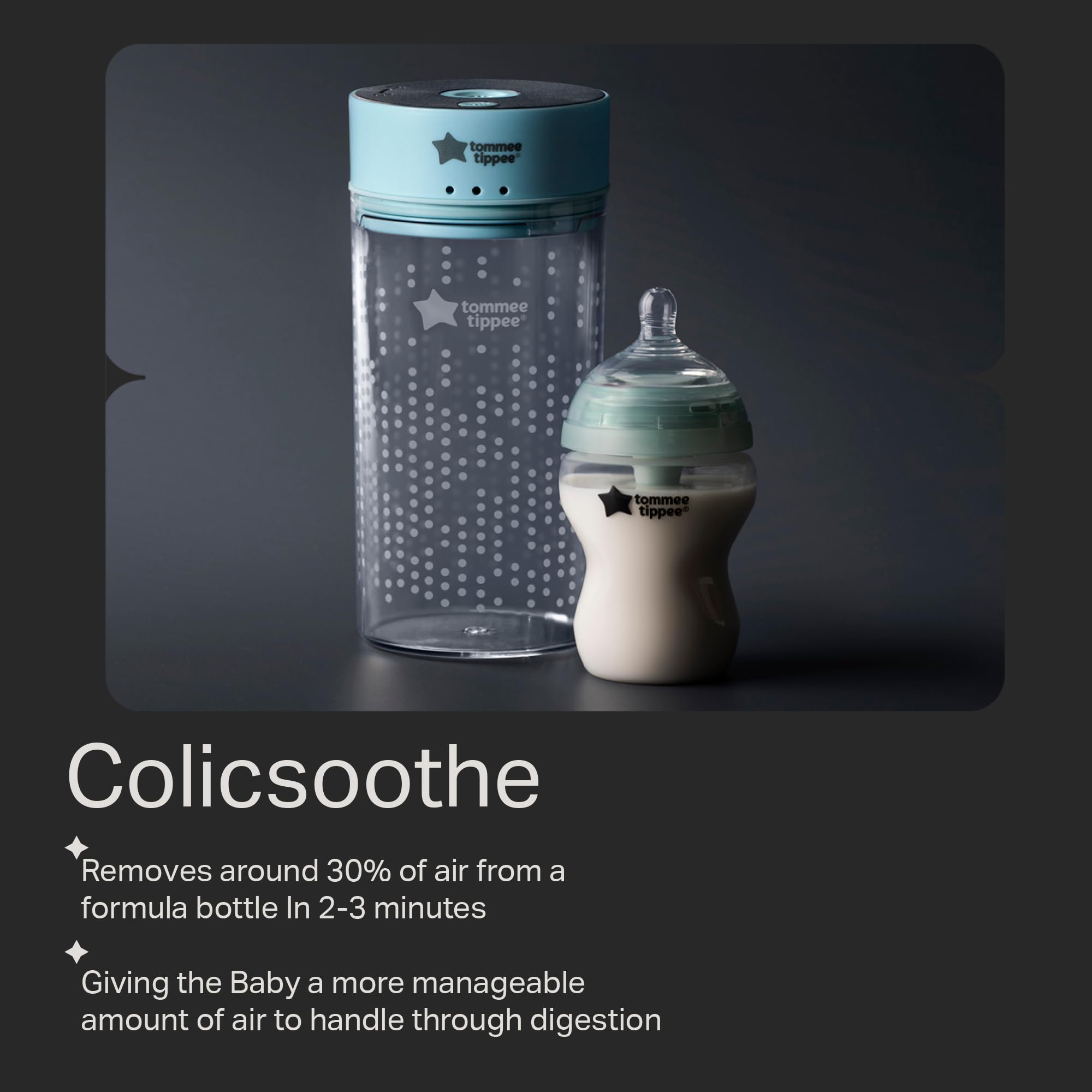 Product overview showing device alignment with bottle.