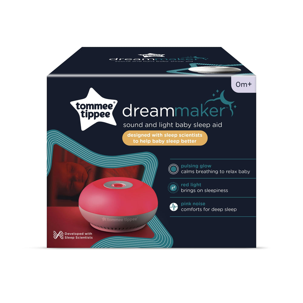 Tommee Tippee Dreammaker red-night-light glows softly to support nighttime rest.