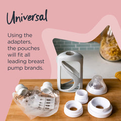 Tommee Tippee pre-sterilized milk pouches stay leak-free for fridge or freezer storage.