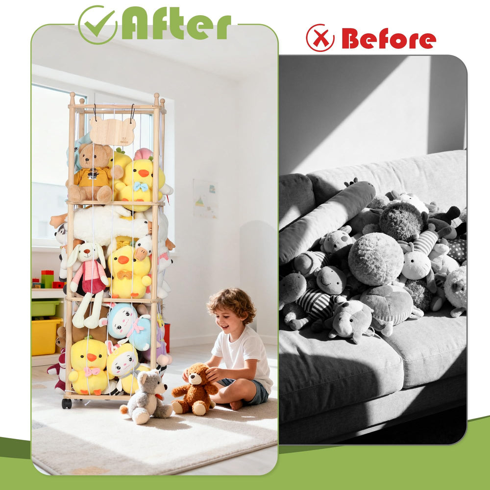 TOMSHUB durable pine wood construction supports growing toy collections securely.