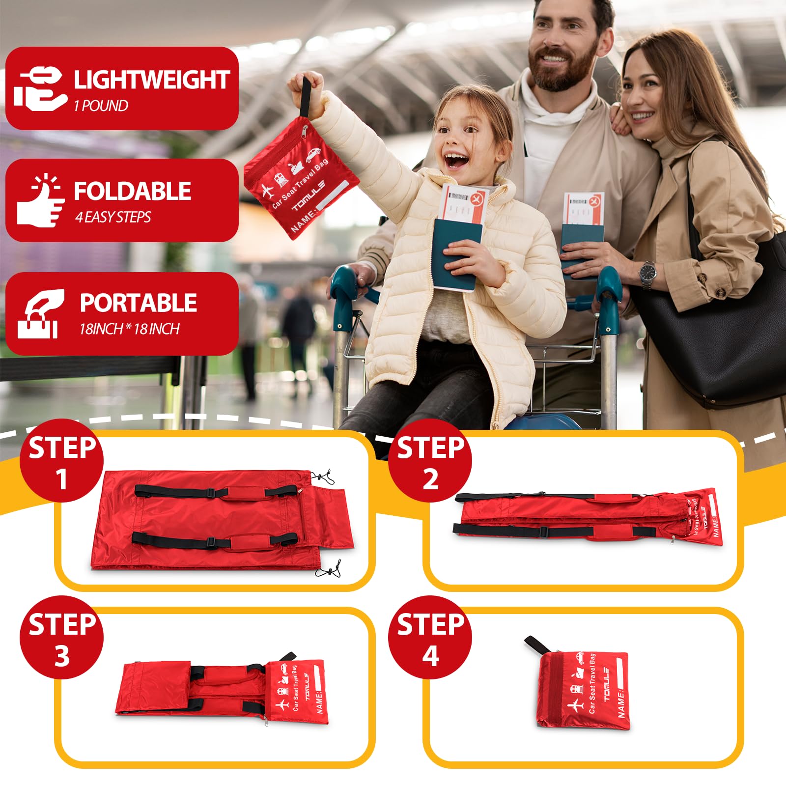 TOMULE large-capacity bag accommodating most car seats and strollers
