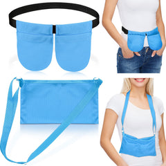 Tondiamo drain holder blue belt front view showing secure, comfortable fit.