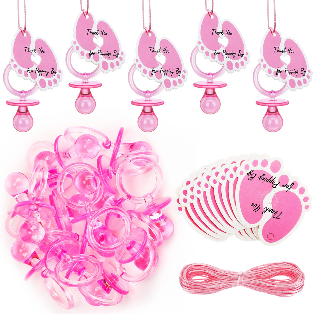 Tondiamo pink acrylic pacifier necklace pendant for baby shower decor and gifts.
