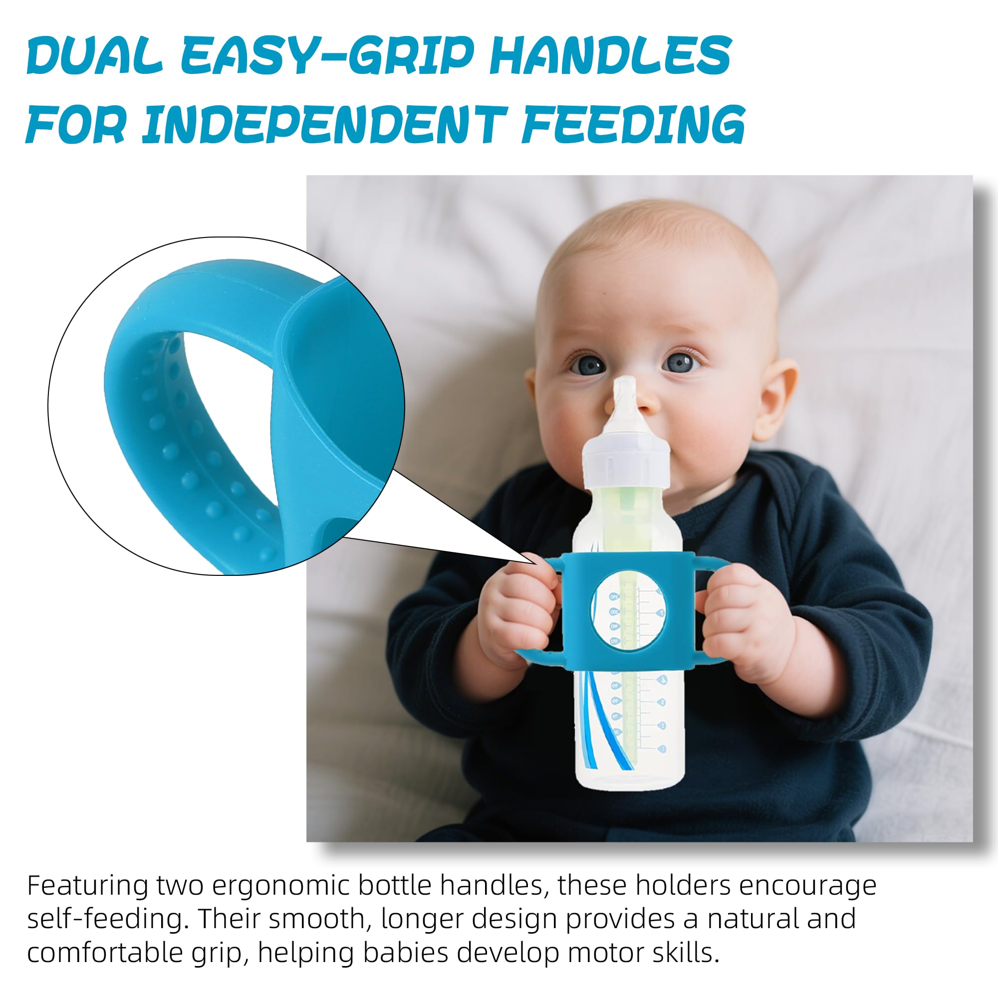 TongGass dual-handle bottle holders support independent feeding and motor skills.