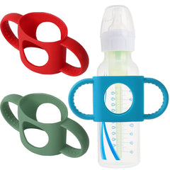 TongGass universal fit baby bottle holders with red easy-grip handles for secure self-feeding.