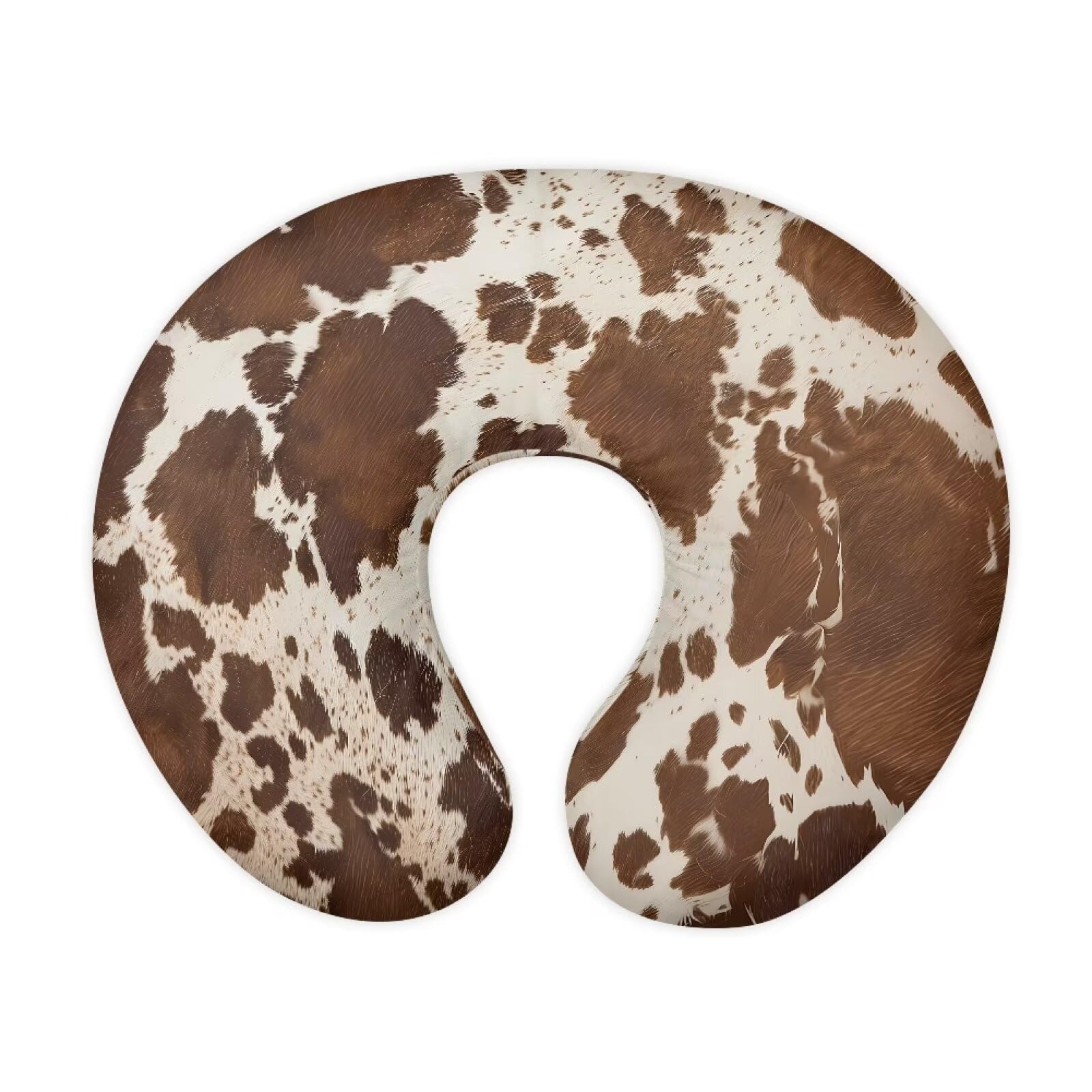 Tongluoye brown cow hide nursing pillow cover with hidden zipper for easy removal during cleaning