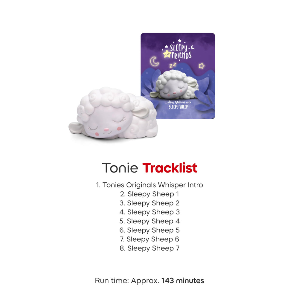 Tonies Sleepy Friends packaging featuring easy setup for family bedtime rituals.