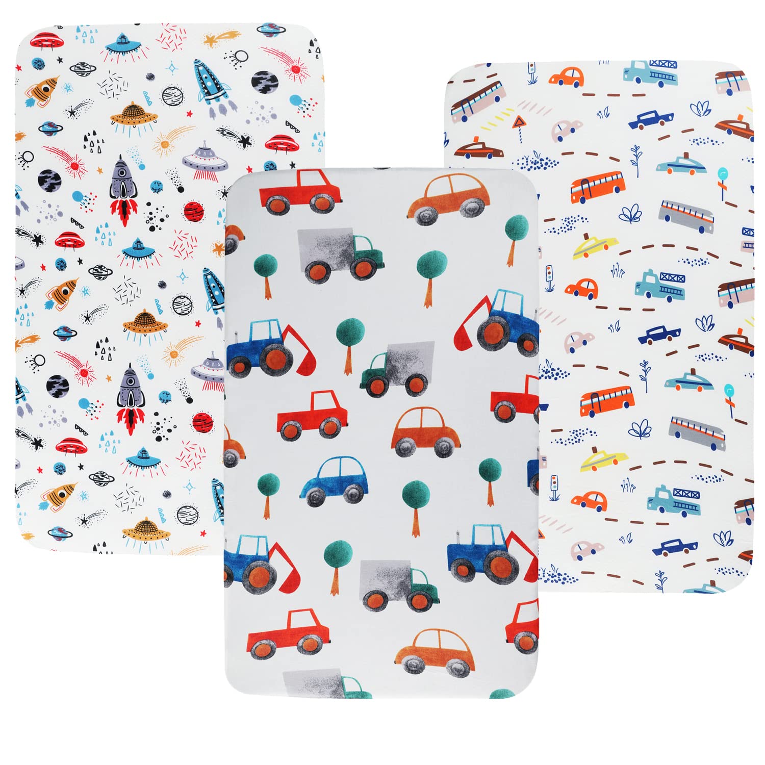 Tontukatu bassinet sheet set with car truck digger pattern offers soft, cozy sleep for baby