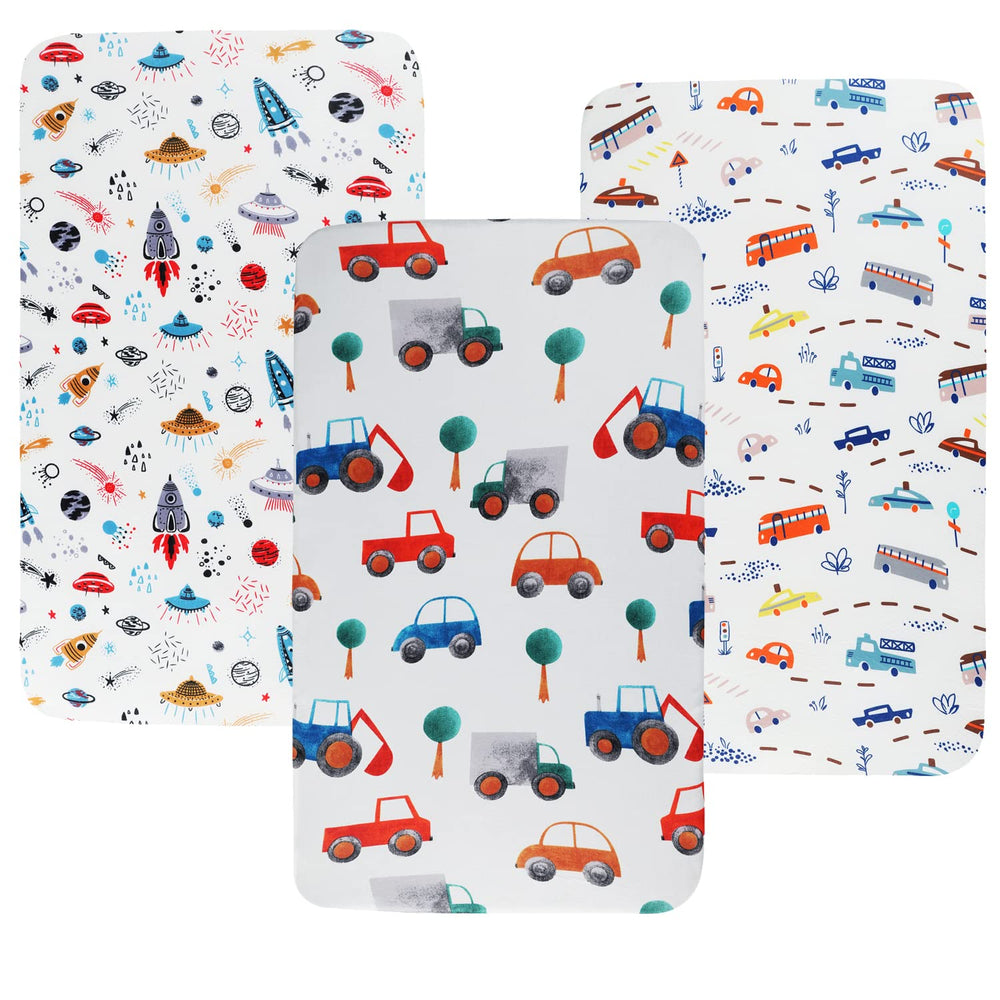 Tontukatu bassinet sheet set with car truck digger pattern offers soft, cozy sleep for baby
