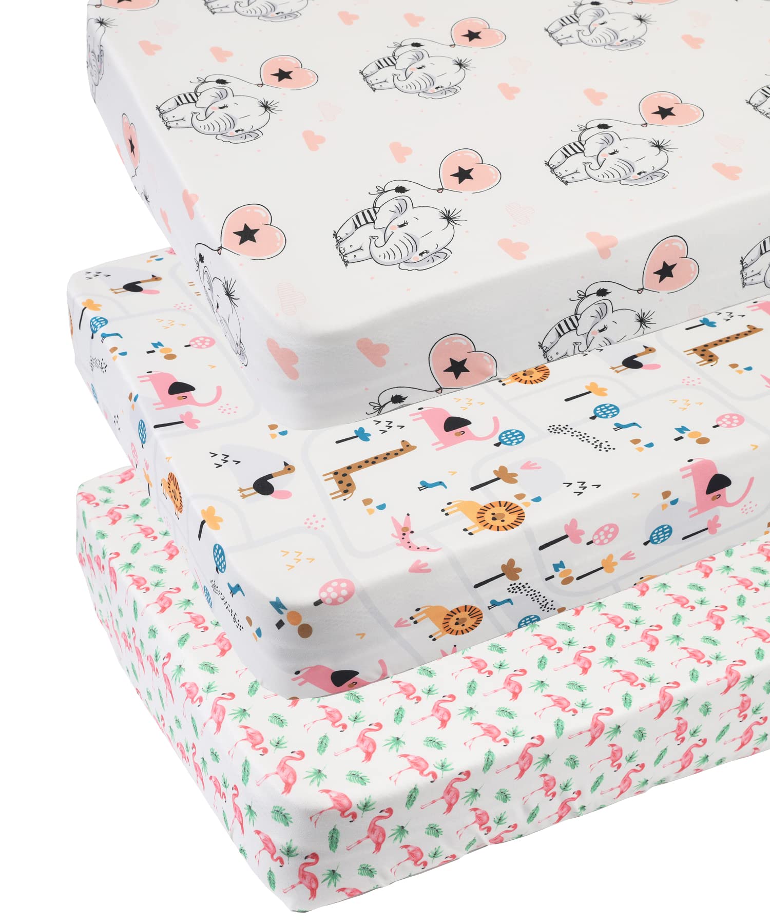 Tontukatu Flamingo pattern pack n play sheet for gentle, breathable sleep.