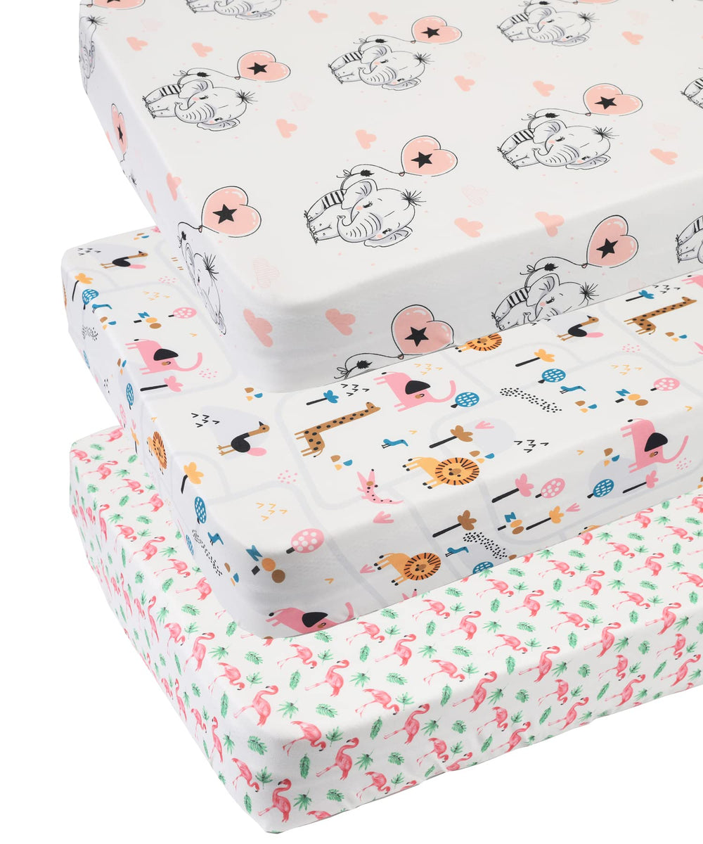 Tontukatu Flamingo pattern pack n play sheet for gentle, breathable sleep.
