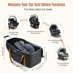 Tonyeee car seat travel bag side pocket visible, expands storage for wipes and small items.