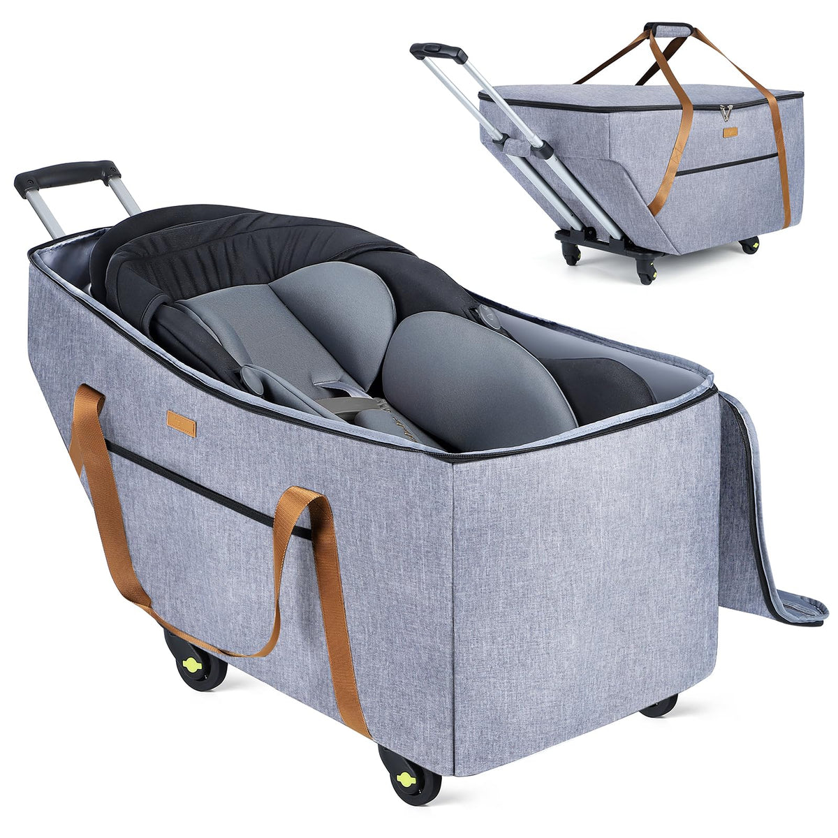 Tonyeee car seat travel bag with wheels for easy airport maneuverability