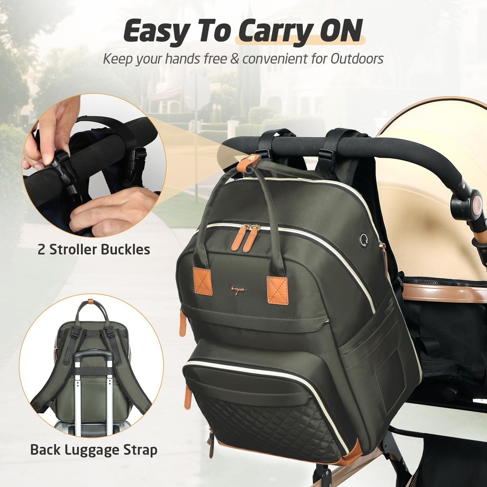 Tonyeee diaper bag with changing pad and earphone hole for quick on-the-go changes