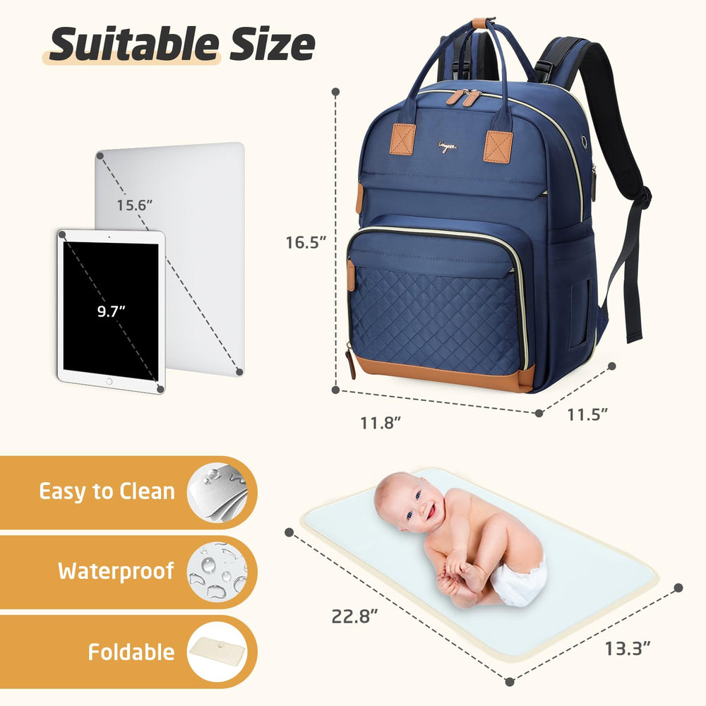 Tonyeee diaper bag backpack changing-pad and earphone hole for on-the-go changes.