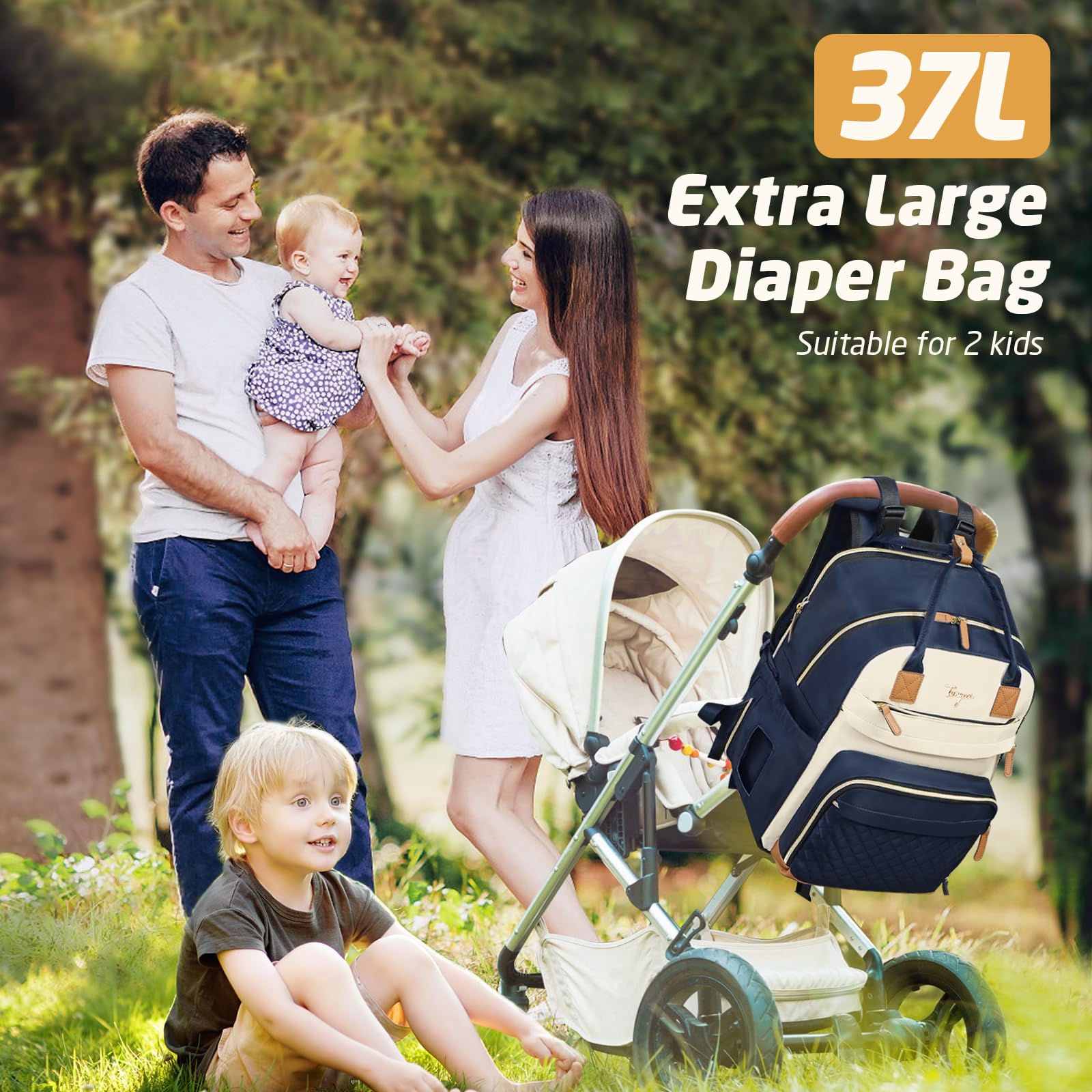 Tonyeee changing pad included for on-the-go diaper changes.