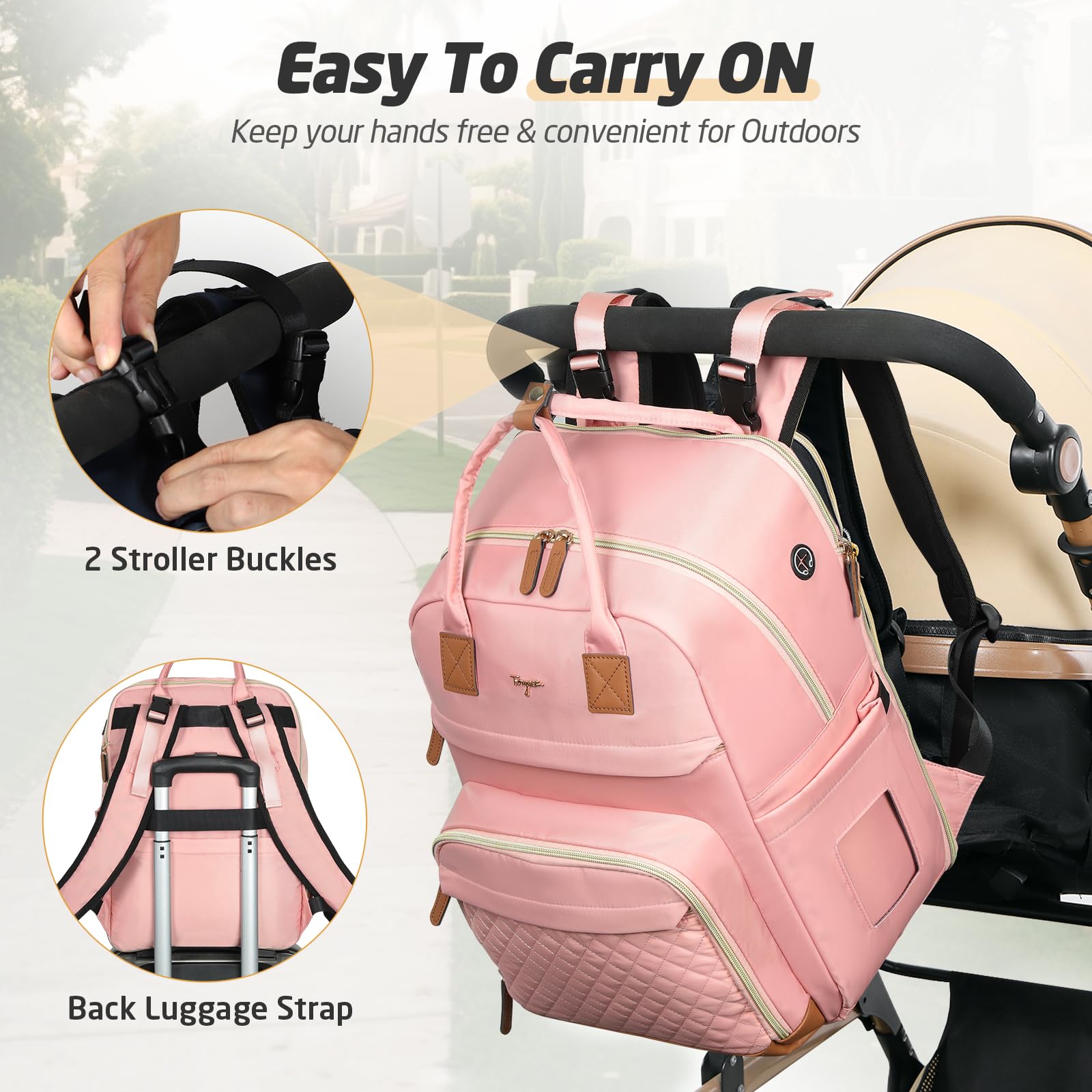 Tonyeee diaper bag backpack changing pad included for quick changes