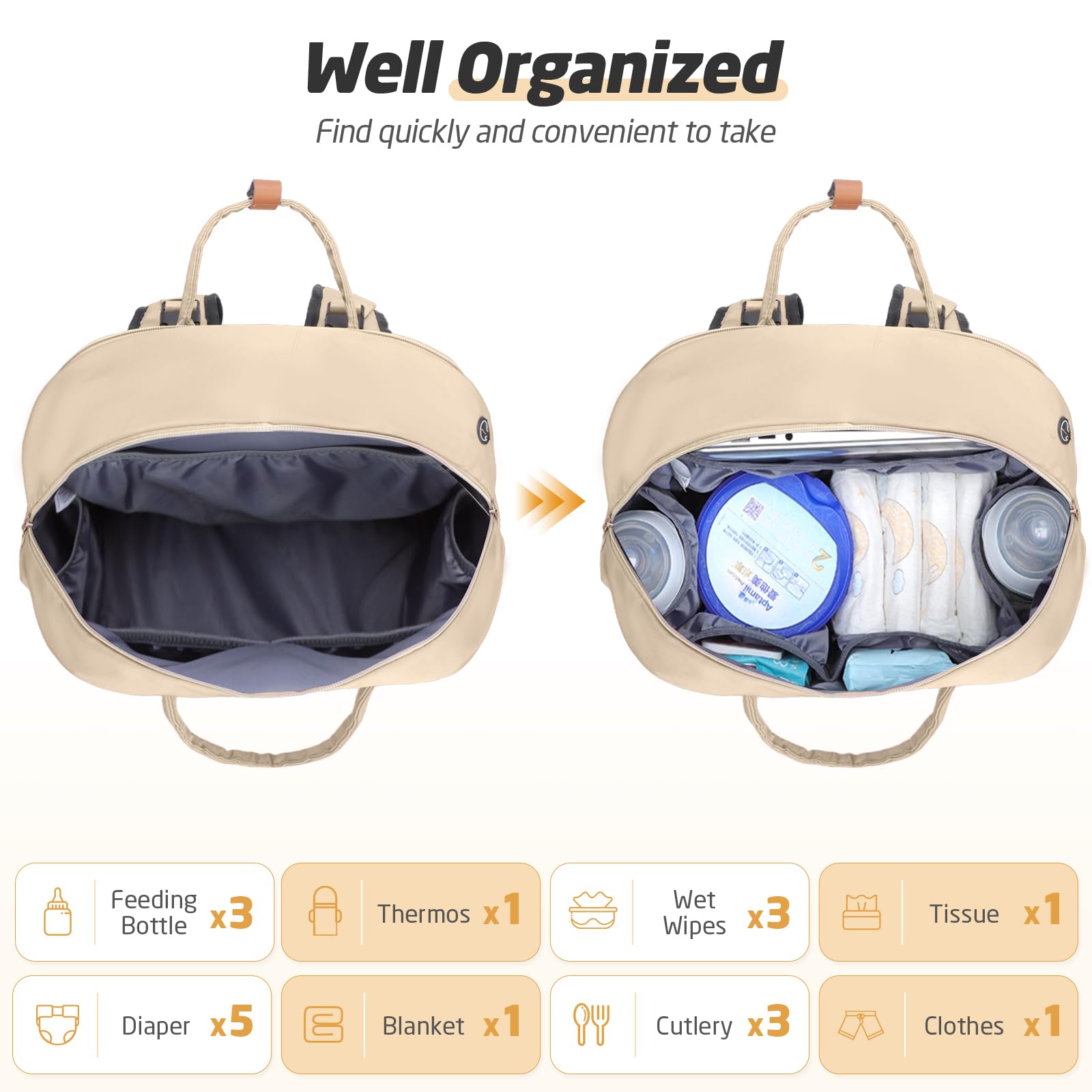 Tonyeee diaper bag includes changing pad for quick diaper changes on the go