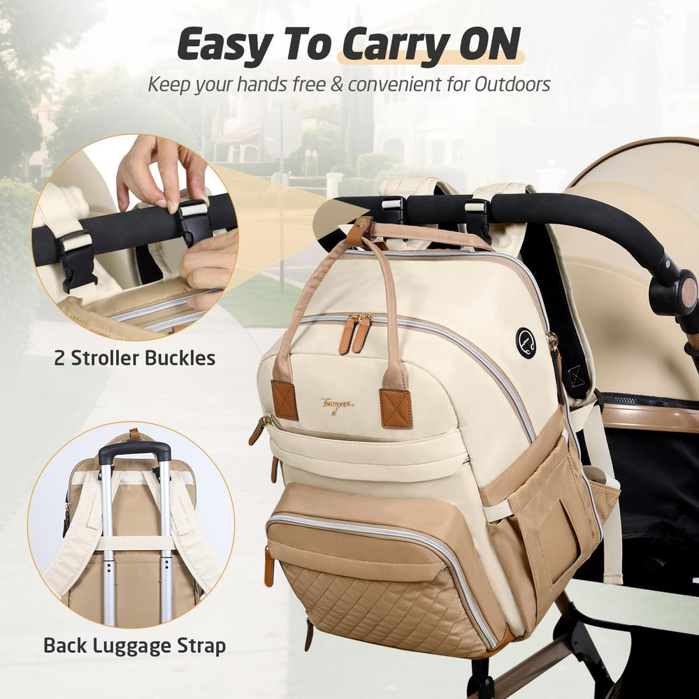 Tonyeee diaper bag durable water-resistant fabric and zippers
