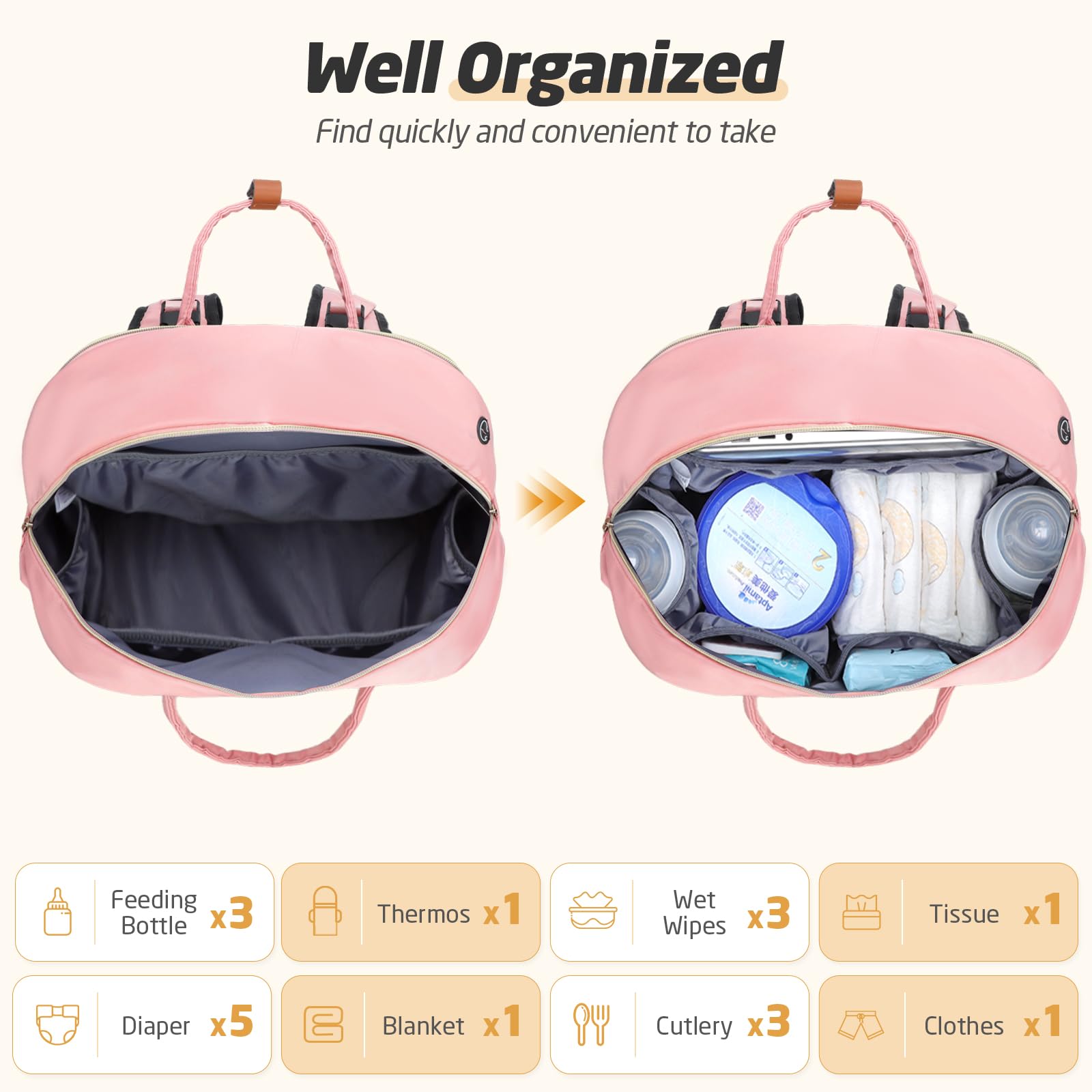 Tonyeee diaper bag backpack earphone hole for hands-free listening